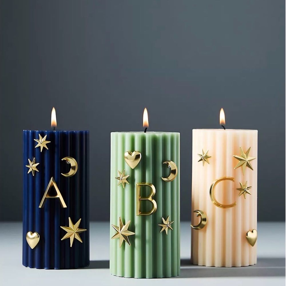 Anthropologie Gold Star and Moon Candle Charms “T” - Picture 3 of 4
